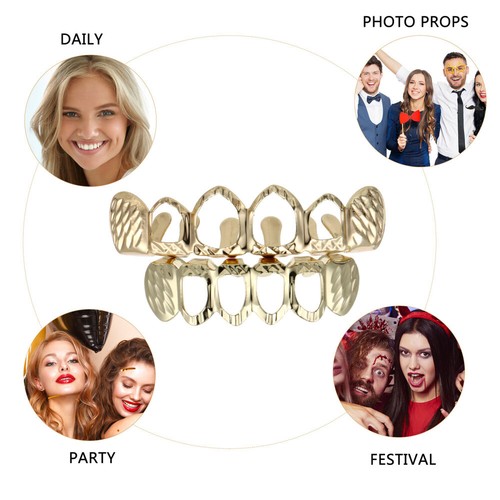 1 Set Hollow out Hip Hop Teeth Hip Hop Jewelry Teeth Bottom Set Teeth Grill Set - Afbeelding 3 van 12