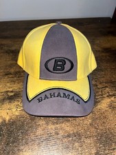 New Bahamas Embroidered Snapback Hook  Loop Yellow-Brown Hat w/Curved bill