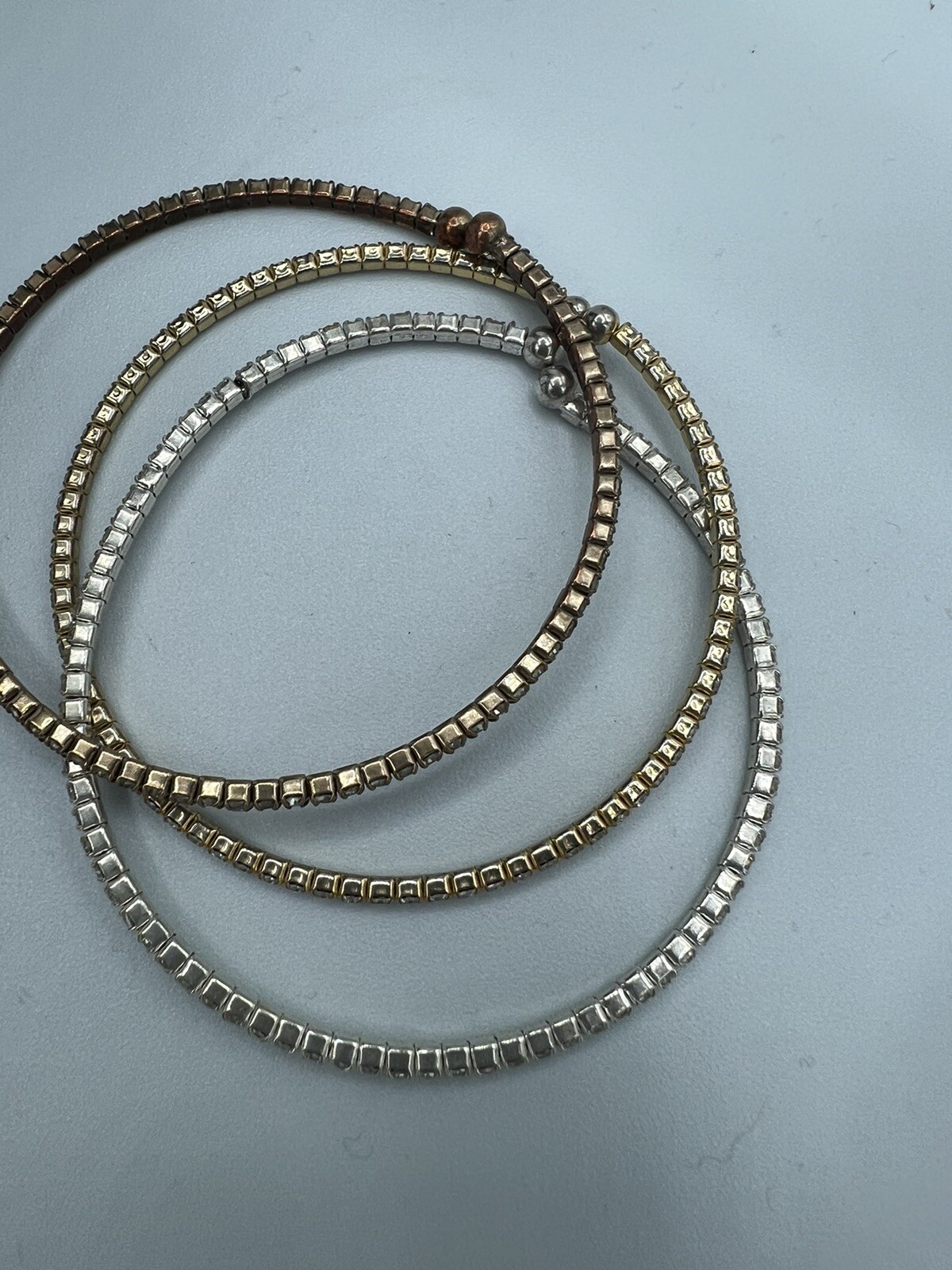 Expandable Rhinestone Bracelets Silvertone, Roseg… - image 3