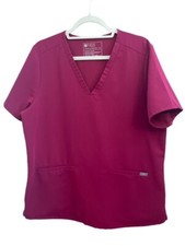 Figs Technical Collection Scrub Top Plum Short Sleeve 2 Pocket XL