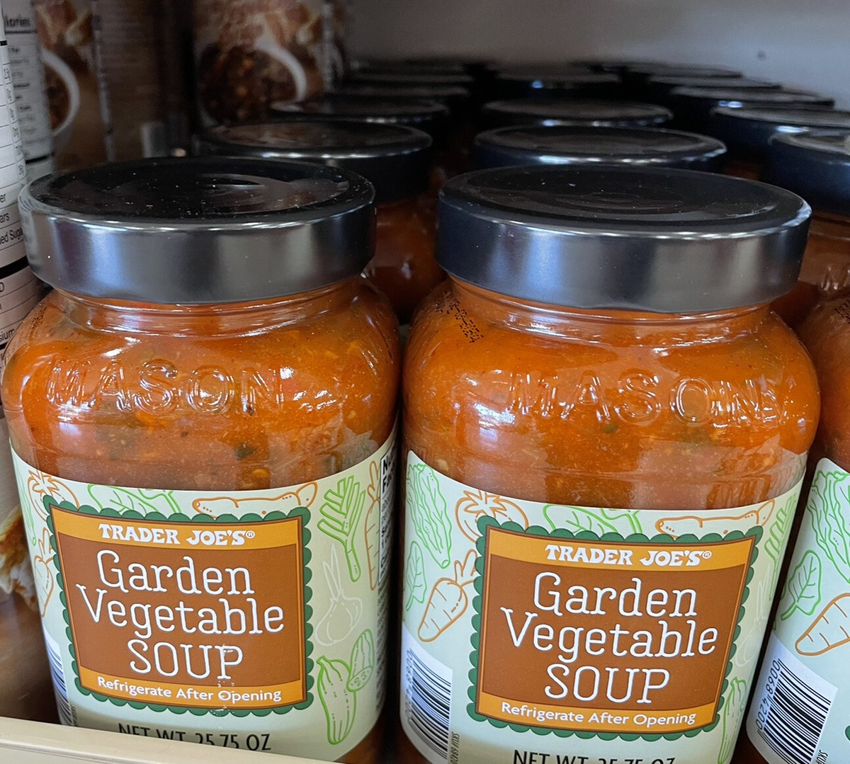 2X JARS Trader Joe's Garden Vegetable Soup 25 oz Each Jar