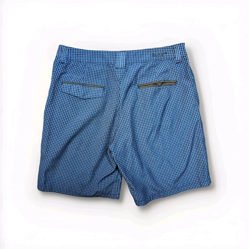 RUSTY Shorts Mens 34 Black Blue Chino Check Casual Surf Zip Fly - Image 2 of 4