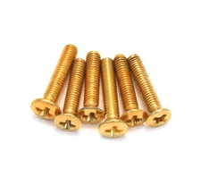 (6) Gold Short Mounting Screws for Mini Sealed Guitar Tuner Buttons GS-3378-002