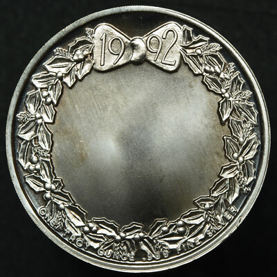 1992 ENAMEL Santa Claus Christmas 1oz 999 FINE Silver art bar