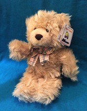 Classic Teddy Bear Soft N' Cuddly A A Plush Stuffed Sand Plaid Bow 12'' NEW TAGS