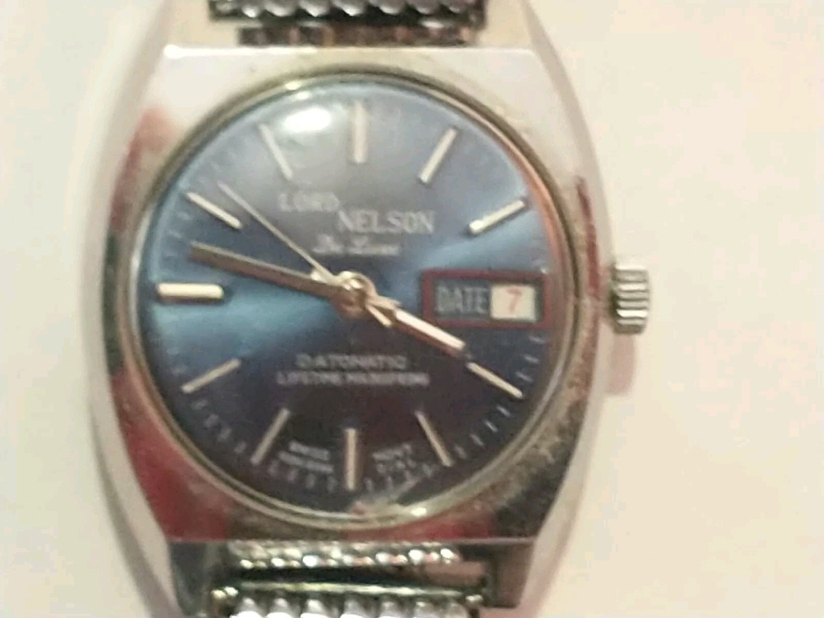 Vintage Lord Nelson Blue Dial Date Watch NOT WORKING Needs REPAIR