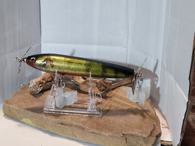 5  inch Custom Handmade wooded prop topwater lure( WRAPPED YELLOW PERCH)