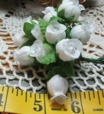 Vint Milinery MINI ROSES Silk "WHITE" BUD Bunch 12 SMALL DOLL Alexander Hats