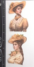 Lot of 2 Victorian Young Women Hats Lace SINGLE LAYER Embellishments 538