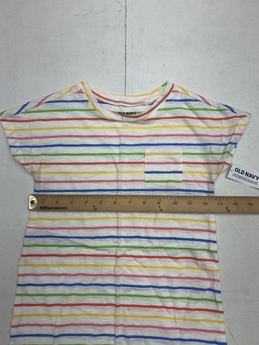 Old Navy Girls White Rainbow Color Striped Short Sleeve Size 4T - Picture 5 of 6