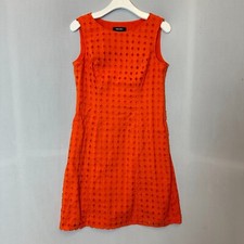 Nine West Shift Dress Womens 10 Orange Sleeveless Eyelet Pattern