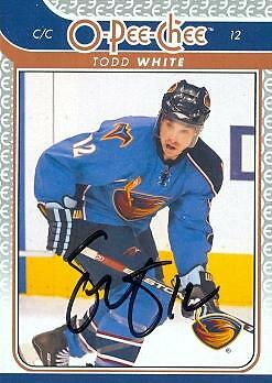 Todd White autographed Hockey Card (Atlanta Thrashers) 2009-2010 O Pee Chee #190