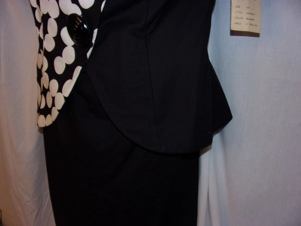 Traje Falda De Colección Raúl Blanco para Francis Brewster Negro Blanco Punto 10 Nuevo Con Etiquetas Foto 4 de 4