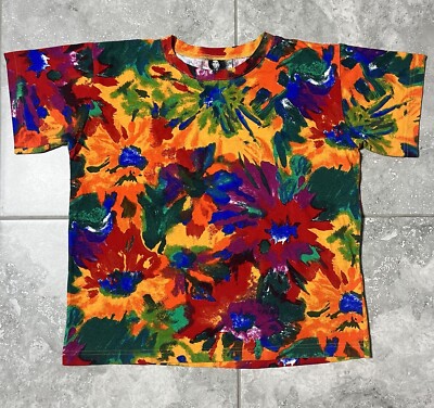 In Charge USA Vtg Tie Dye Short Sleeve T Shirt Boxy Tee Hippie Acid y2k One Size