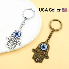Turkish Eye Fatima Hamsa Hand Metal Keychain Resin Blue Evil Keyring Evil Eye