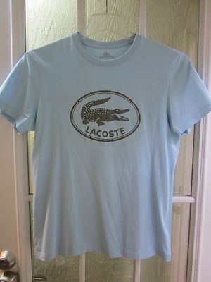 Authentic Lacoste Light Blue Crewneck Pima Cotton Shirt SZ Men's S Excellent