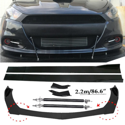 Front Bumper Lip Spoiler+86.6'' Side Skirt Body Kit Glossy For Dodge Dart 2013-16