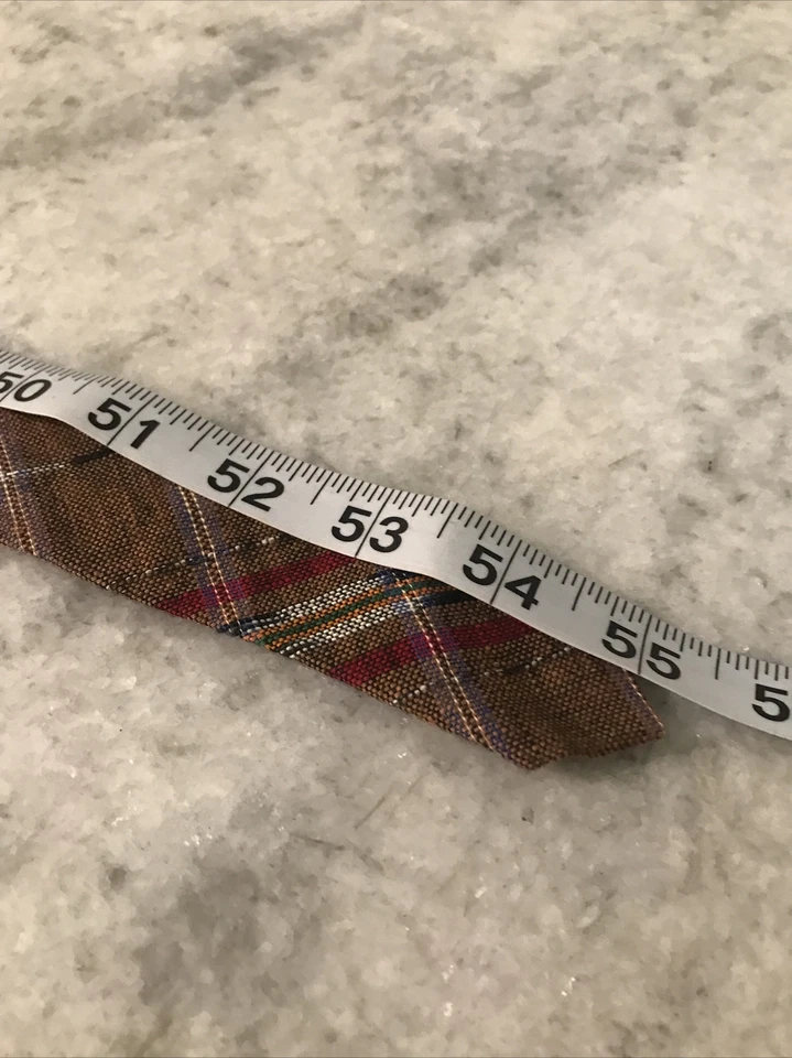 Corbata Vicky Davis Para Hombre Marrón A Cuadros Hecha en EE. UU. Corbata Ajustada De Colección Rockabilly Foto 4 de 4