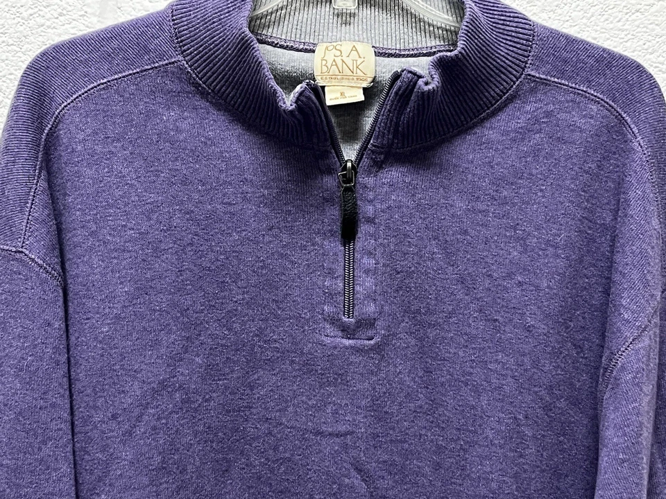 Suéter Jos A Bank Para Hombre Suéter Púrpura 1/4 Cremallera Cuello Simulado Pullover XL Foto 2 de 4