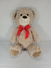 Dan Dee Collectors Choice brown plush bear corduroy feet red bow Valentines Day