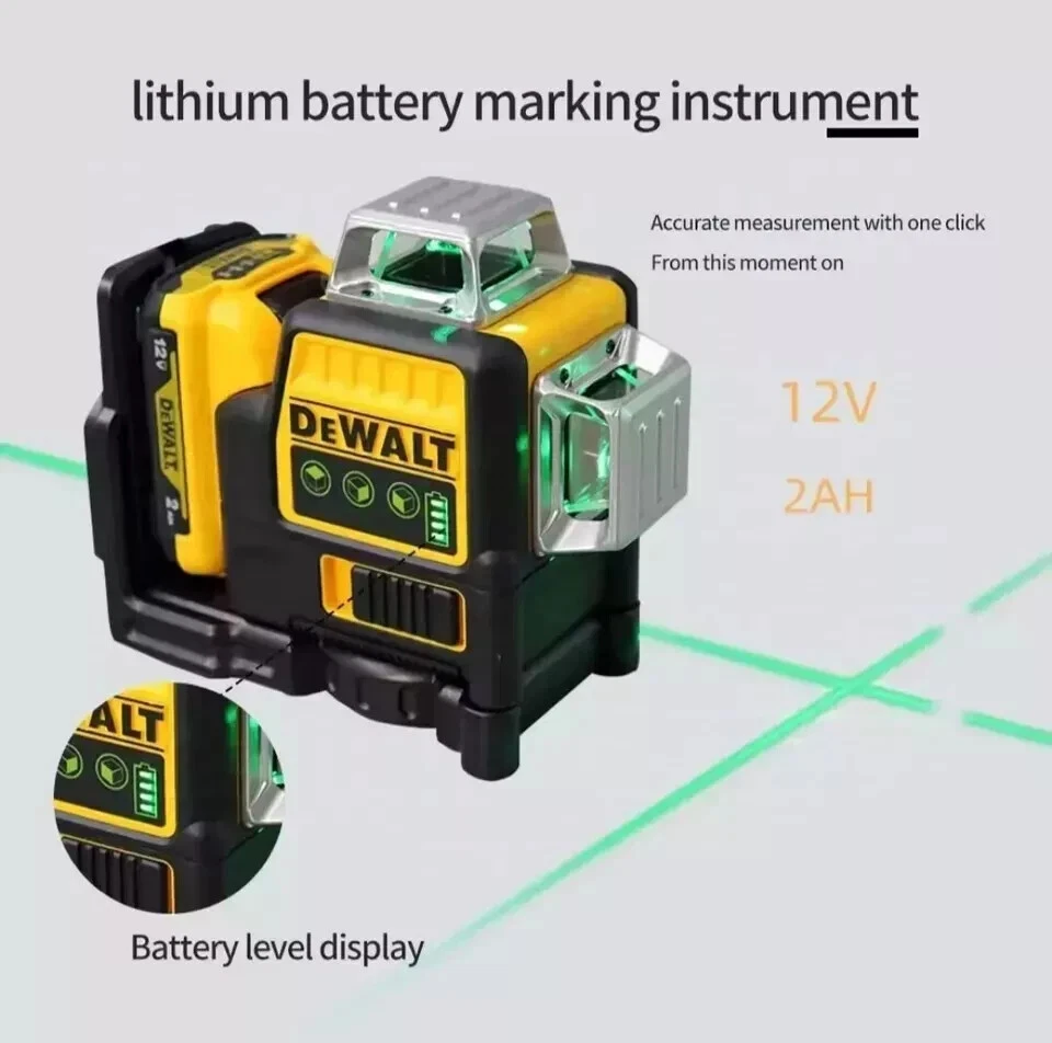 DeWalt DW089LG 12V Green Line 3 x 360 Laser Level Laser + battery + charger - Image 2 of 4