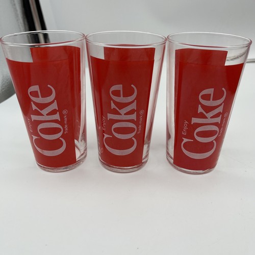 3-Coca Cola Tumbler Drinking Glass Red with White Lettering 8 Oz Made in France - 第 4/7 張圖片