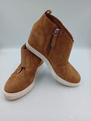 Linea Paolo Women's Size M Felicia Tan Suede Platform Wedge