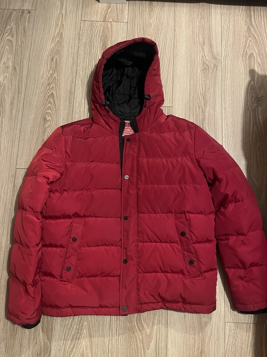 Guess puffer jacket men red size XL winter coat UK