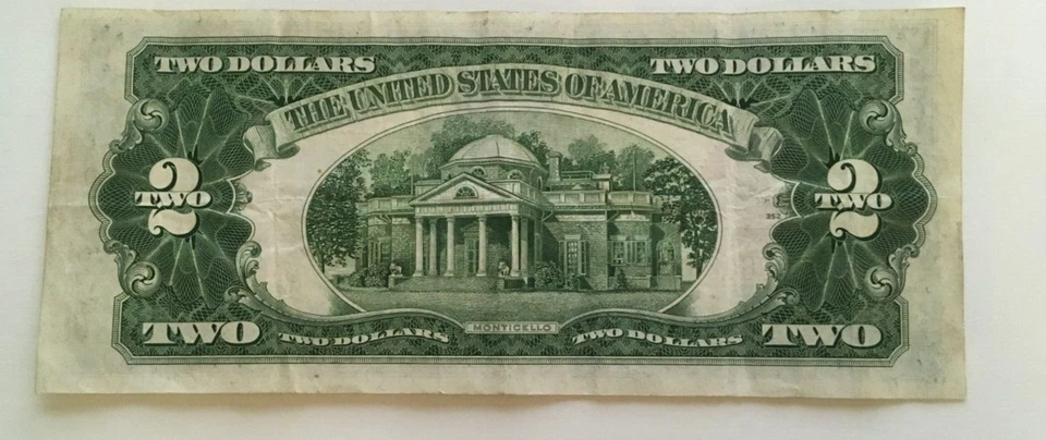 1928 G $2 LEGAL TENDER NOTE Nice CIRCULATED year of 1960 birthday gift “88 99” - Image 2 of 2