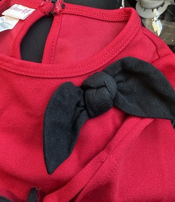 Bonnie Jean 2T Red Dress w/ Black Bow Accents Great Condition Super Cute