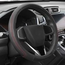 Car Steering Wheel Cover, Microfiber Leather Steering Wheel Stitched Red C