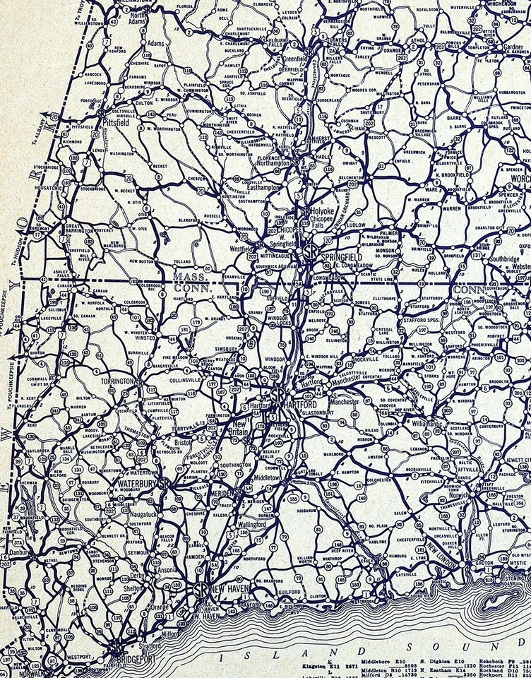 Mapa de ruta Sears 1935 MA CT RI Boston New Haven Hartford Providence Cape Cod Salem Foto 3 de 3