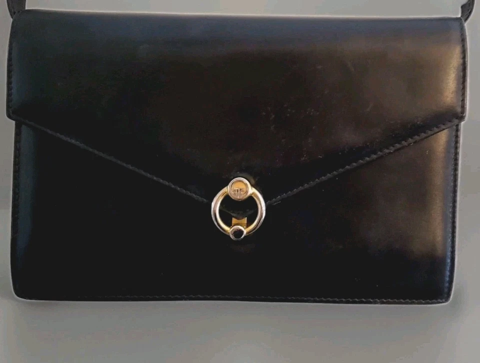 Auténtico bolso sin asas o bandolera de cuero negro Gucci 1973 sin correa Foto 4 de 4