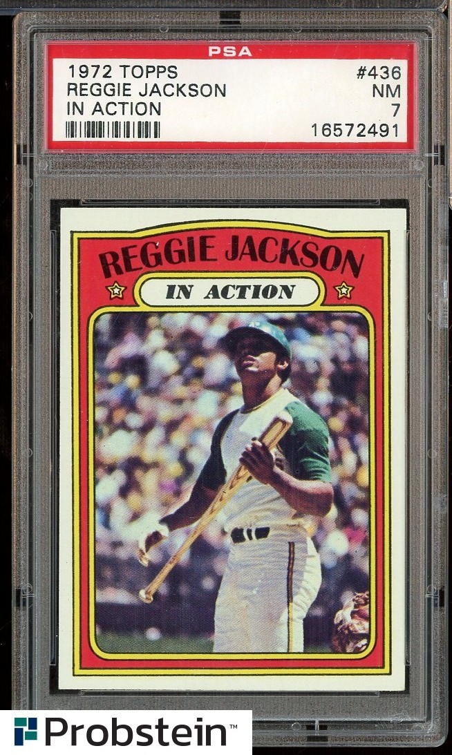 1972 Topps In Action #436 Reggie Jackson Oakland A's HOF PSA 7 NM