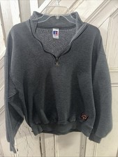 VTG 90s Russell Athletic 1/4 Zip Collared Sweatshirt Slate Gray Made in USA