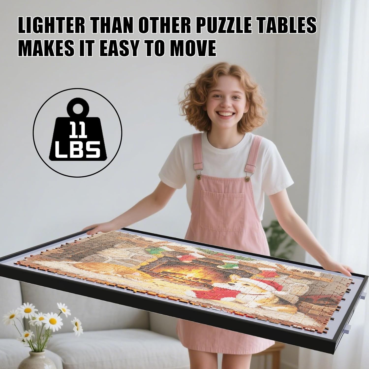 Puzzle Table with Drawers Adjustable Height 1500Pcs,Foldable for Storage 3 in 1 