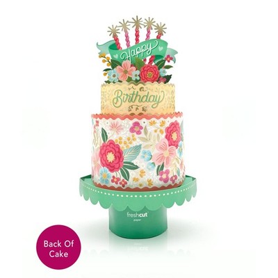 Pop Up Birthday Card For Women, 12 Inch Cake Design, Blank Notecard