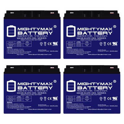 Mighty Max 4 Pack - 12V 22AH GEL Battery for EW72 Mobility Scooter Wheelchair