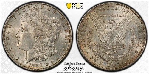 1888 S MORGAN SILVER DOLLAR PCGS AU58
