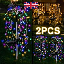 2Pcs LED Solar Power Firework Garden Path Lights Starburst Tree Stake Lamp NEW