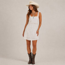 Ann Taylor Cowgirl Festival Dress Womens 10 White Cotton Eyelet Lined Zip Back