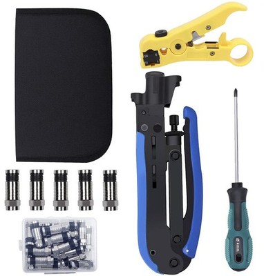 Delgada Coaxial Cable Crimper Kit Coax Compression Tool RG6 RG59 RG11 Cable C...