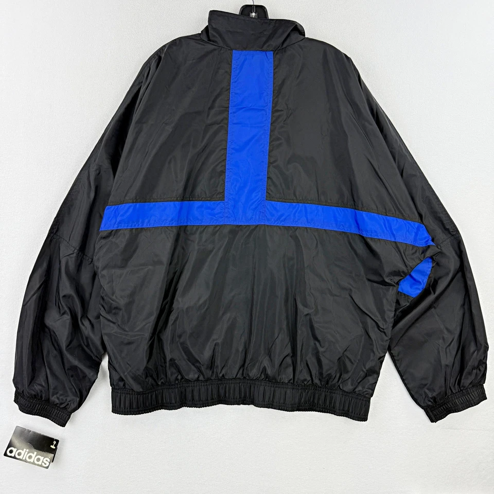 ADIDAS Vintage Deadstock Windbreaker Full Zip Jacket Size XL Mens Black/Blue - Image 3 of 4