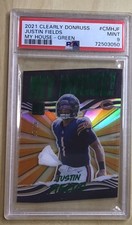 JUSTIN FIELDS 2021 DONRUSS CLEARLY MY HOUSE GREEN ACETATE RC # 25 PSA 9 /25 POP1
