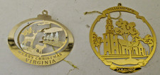 Vtg Lot of 2 Virginia Gold Finished Brass Ornaments Christmas Williamsburg
