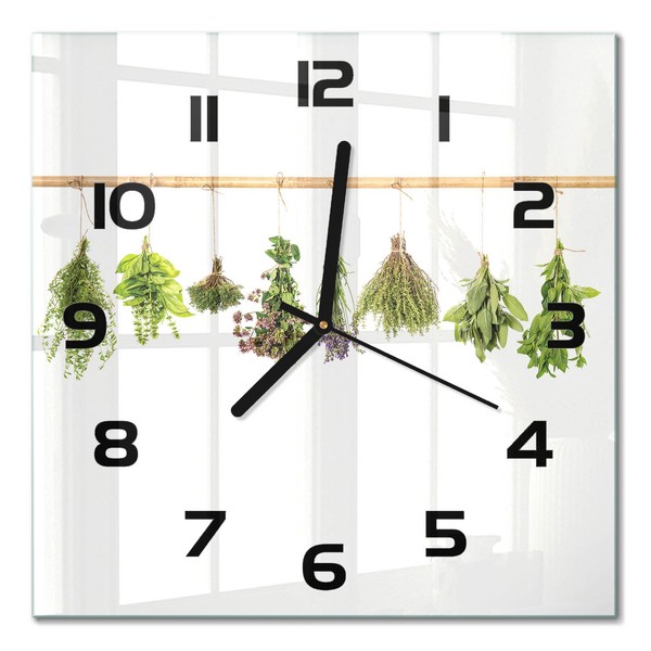 Design-Wanduhr Mit Leisem Uhrwerk KräUter Am Band Schwarze Zeiger 30X30 Cm-image