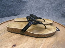 Tory Burch Miller Cloud Black Patent Leather Sandals Size 7 M Cork Bottom