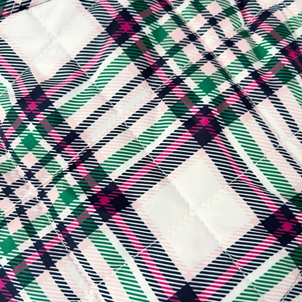 Chaleco acolchado Crown & Ivy tartán a cuadros blanco rosa verde azul para mujer XXL acolchado Foto 4 de 4