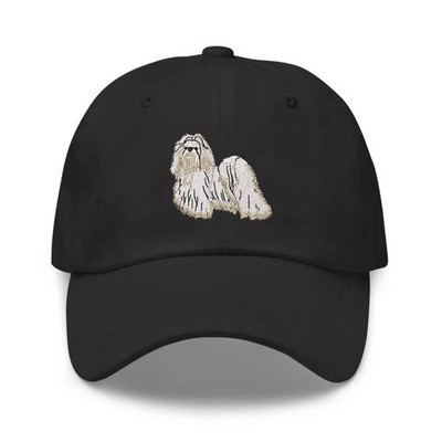 Pretty Shih Tzu dog embroidered black cotton cap hat, great gift for pup lover
