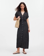 Madewell Button-Front Midi Shirtdress in Floral Black Size 10